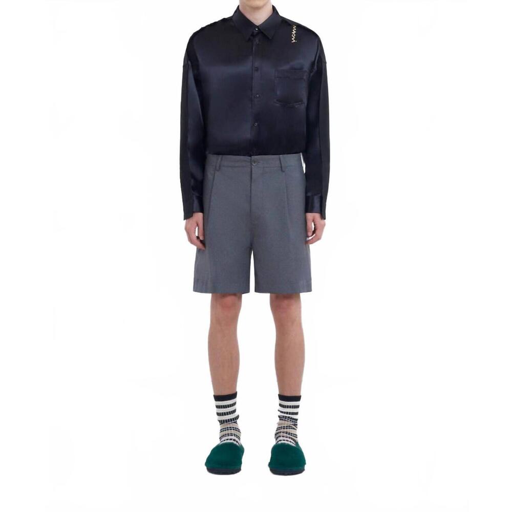 NEW MARNI wool tailored shorts in blue black